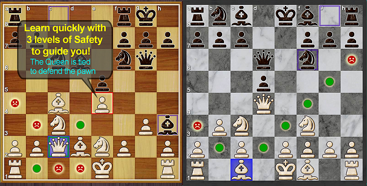 AI Factory Chess screenshots with new Show Danger option